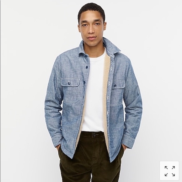 Nwt J Crew Chambray Shirt Jacket Sherpa 